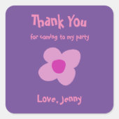 かわいい感謝ボホピンクの花 スクエアシール (正面)