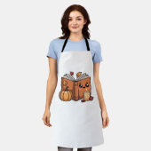 かわいい感謝本オーバーサイズTシャツ エプロン (着用した状態)