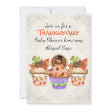 かわいい感謝祭のカップケーキ ベビーシャワーの招待状
