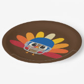 かわいい感謝祭のサッカーの七面鳥にメッセージを追加 ペーパープレート (アングル)