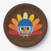 かわいい感謝祭のサッカーの七面鳥にメッセージを追加 ペーパープレート (正面)