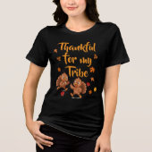 かわいい感謝祭のターキー家族 トライブレンドTシャツ (正面)