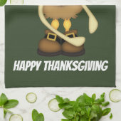 かわいい感謝祭の七面鳥の休日の台所タオル キッチンタオル (折り畳み)