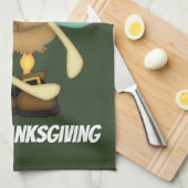 かわいい感謝祭の七面鳥の休日の台所タオル キッチンタオル (四つ折り)