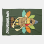 かわいい感謝祭の七面鳥の休日の台所タオル キッチンタオル (横)