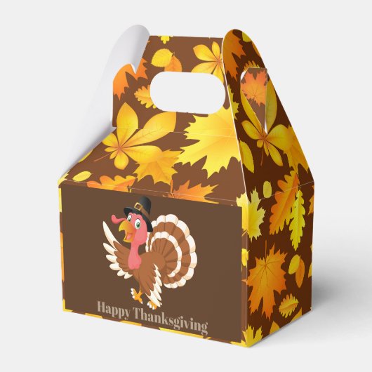 かわいい感謝祭の七面鳥の名前のメッセージを追加 フェイバーボックス (裏面サイド)