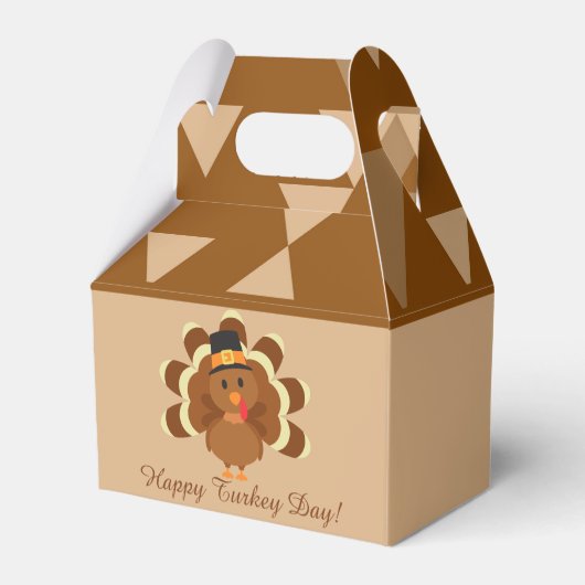 かわいい感謝祭の七面鳥の名前のメッセージを追加 フェイバーボックス (裏面サイド)