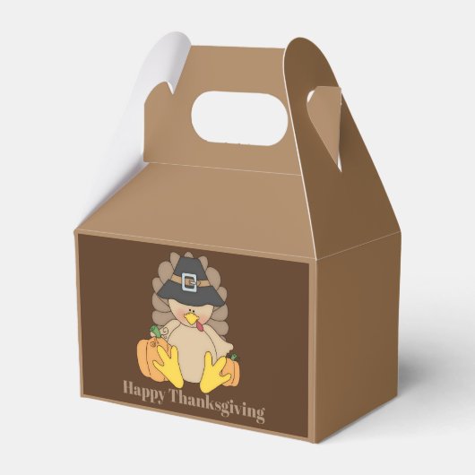 かわいい感謝祭の七面鳥の名前のメッセージを追加 フェイバーボックス (正面サイド)