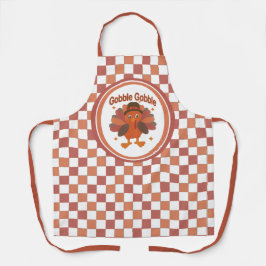 かわいい感謝祭の七面鳥の漫画 – "ゴブル・ゴブル" エプロン