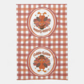 かわいい感謝祭の七面鳥の漫画 – "ゴブル・ゴブル" キッチンタオル (縦)