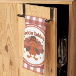 かわいい感謝祭の七面鳥の漫画 – "ゴブル・ゴブル" キッチンタオル