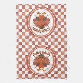 かわいい感謝祭の七面鳥の漫画 – "ゴブル・ゴブル" キッチンタオル (縦)