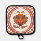 かわいい感謝祭の七面鳥の漫画 – "ゴブル・ゴブル" 鍋敷き (正面)