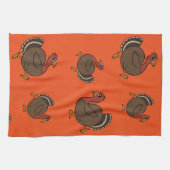 かわいい感謝祭の七面鳥オレンジ色のキッチンタオル キッチンタオル (横)