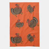 かわいい感謝祭の七面鳥オレンジ色のキッチンタオル キッチンタオル (縦)