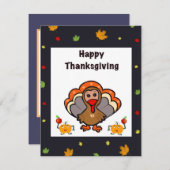 かわいい感謝祭の七面鳥 シーズンカード (正面/裏面)