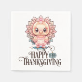 かわいい感謝祭の七面鳥 スタンダードカクテルナプキン (正面)
