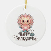 かわいい感謝祭の七面鳥 セラミックオーナメント (正面)