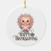 かわいい感謝祭の七面鳥 セラミックオーナメント (裏面)