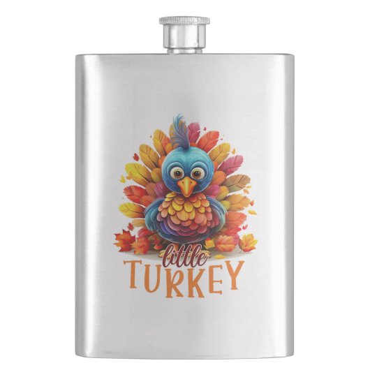 かわいい感謝祭の七面鳥 フラスク (正面)