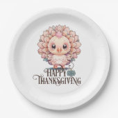 かわいい感謝祭の七面鳥 ペーパープレート (正面)
