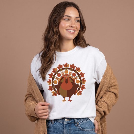 かわいい感謝祭の七面鳥 秋の収穫 Tシャツ