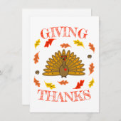 かわいい感謝祭の七面鳥 秋の葉どんぐり ノートカード (正面/裏面)