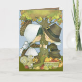 かわいい感謝祭の巡礼者の願い シーズンカード (正面)