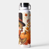 かわいい感謝祭の恐竜 ウォーターボトル (背面)