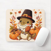 かわいい感謝祭の恐竜 マウスパッド (マウス)