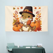 かわいい感謝祭の恐竜 横断幕 (トレードショー)