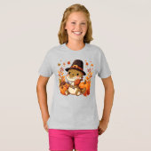 かわいい感謝祭の恐竜 Tシャツ (正面フル)