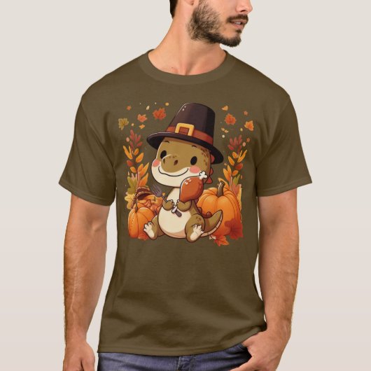 かわいい感謝祭の恐竜 Tシャツ (正面)
