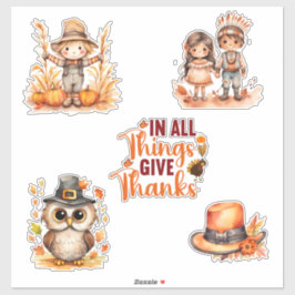 かわいい感謝祭の水彩ステッカー シール