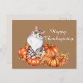 かわいい感謝祭の猫アッド文字 シーズンポストカード (正面/裏面)