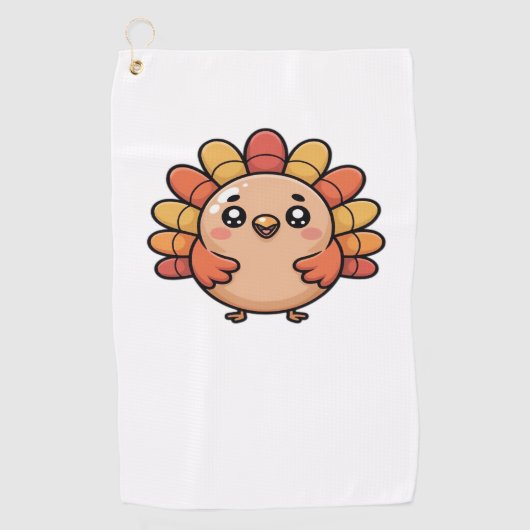 かわいい感謝祭クラシック七面鳥Tシャツ ゴルフタオル (正面)