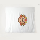 かわいい感謝祭クラシック七面鳥Tシャツ タペストリー (正面(横))