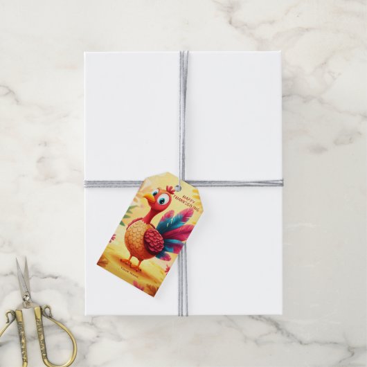 かわいい感謝祭ターキーギフトラベル ギフトタグ (より糸付き)