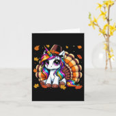 かわいい感謝祭トドラーターキー一角女の子の子供 カード (黄色い花)