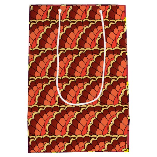 かわいい感謝祭トルコ中抱き枕 ミディアムペーパーバッグ (裏面)