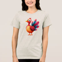 かわいい感謝祭トルコ女性のTシャツ
