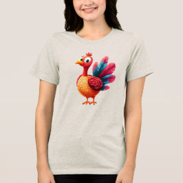 かわいい感謝祭トルコ女性のTシャツ トライブレンドＴシャツ