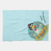 かわいい感謝祭トルコ巡礼者かぼちゃパイアクア キッチンタオル (横)