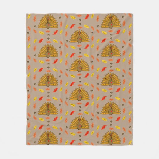 かわいい感謝祭トルコ紅葉アコーンレッドオラ フリースブランケット (正面)
