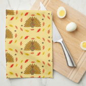 かわいい感謝祭トルコ紅葉パターンスロー キッチンタオル (四つ折り)
