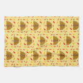 かわいい感謝祭トルコ紅葉パターンスロー キッチンタオル (横)