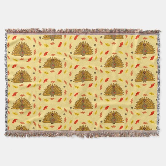 かわいい感謝祭トルコ紅葉パターン スローブランケット (正面)