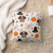 かわいい感謝祭パターンは与えます感謝をがつがつむさぼります クッション (ブランケット)