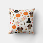 かわいい感謝祭パターンは与えます感謝をがつがつむさぼります クッション (裏面)