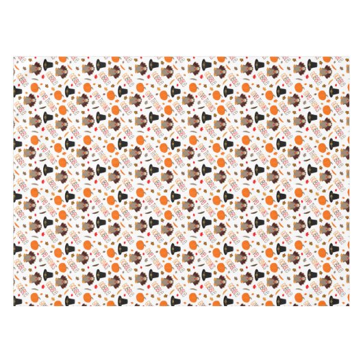 かわいい感謝祭パターンは与えます感謝をがつがつむさぼります テーブルクロス (正面(横))